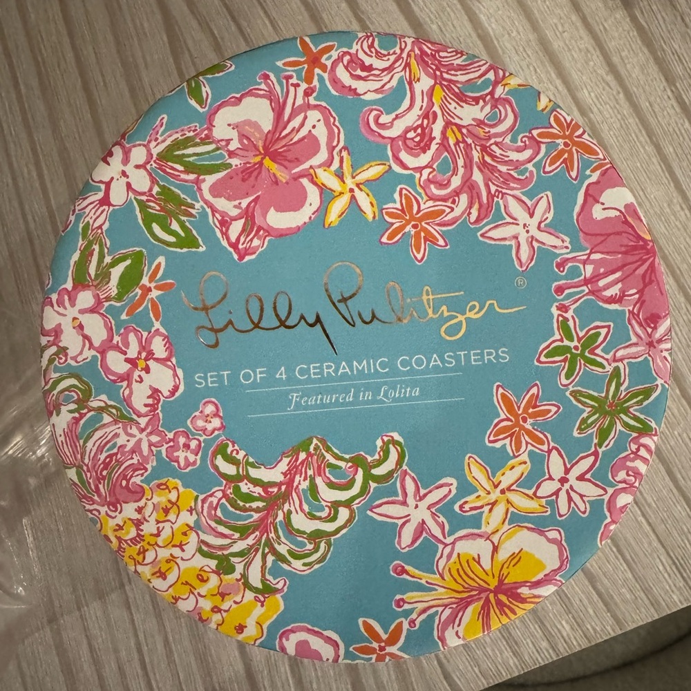 Lilly Pulitzer Blue Floral Coaster Set
